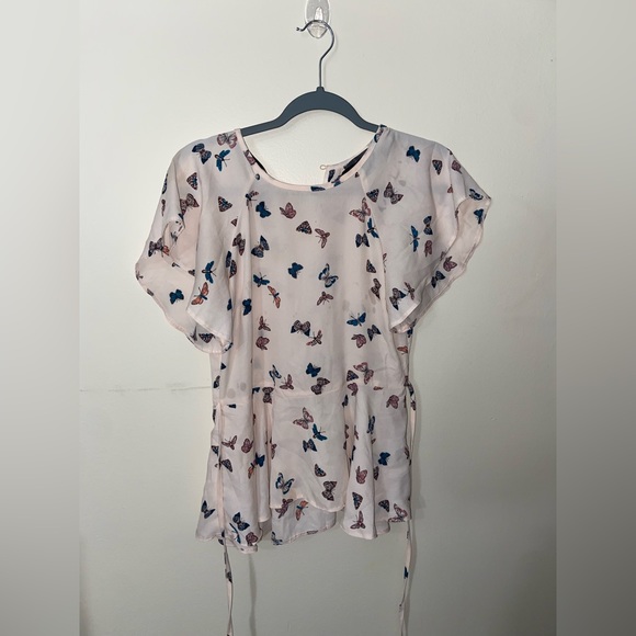 Forever 21 Tops Primark Pink Butterfly Ruffled Dress Shirt With